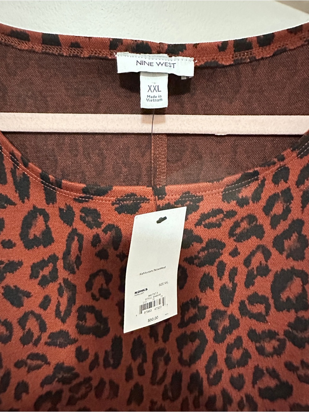 Nine West Rust Brown Leopard Print Sheath Dress - Picture 3 of 5